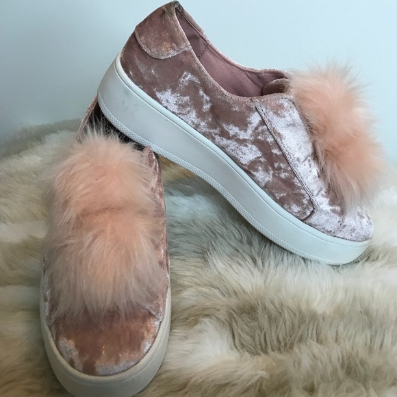 Pink Velvet Platform Sneakers - Picture 1 of 2